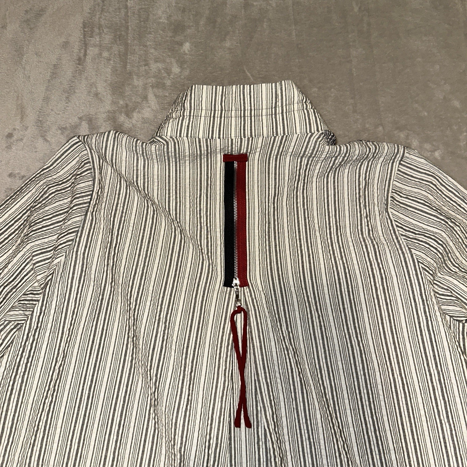 Ali Miles NWT Toggle Button Tunic Plus Size 1X Plaid Stripe Crinkle Wire Collar