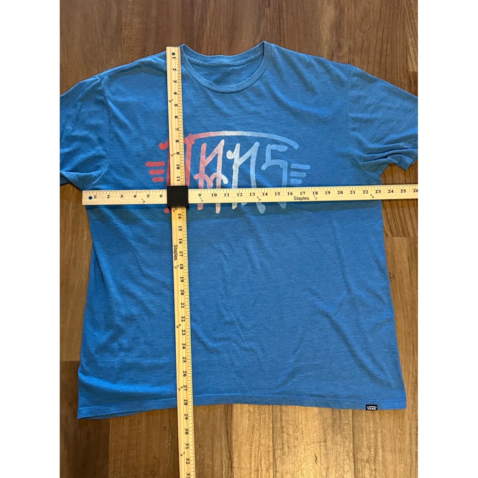 Vans Mens Blue Heathered Graffiti Logo Graphic T-Shirt Skate Streetwear XL
