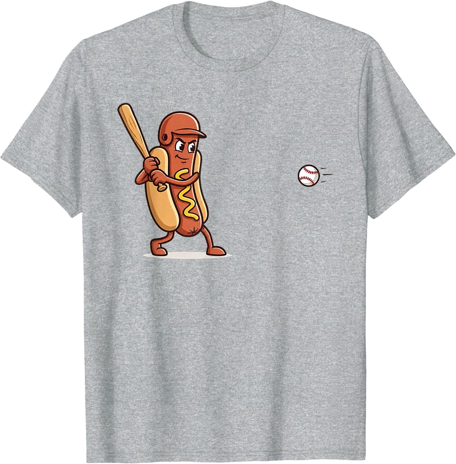 Dingers and Dogs Funny Hotdog Baseball Player Cartoon Sports T-Shirt
