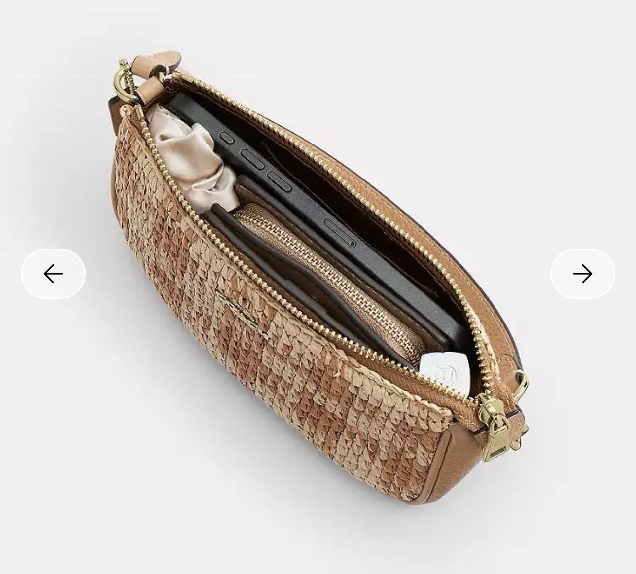 Coach Nolita 19 Gingham Straw Small Shoulder Bag Zip Closure with Gold Details