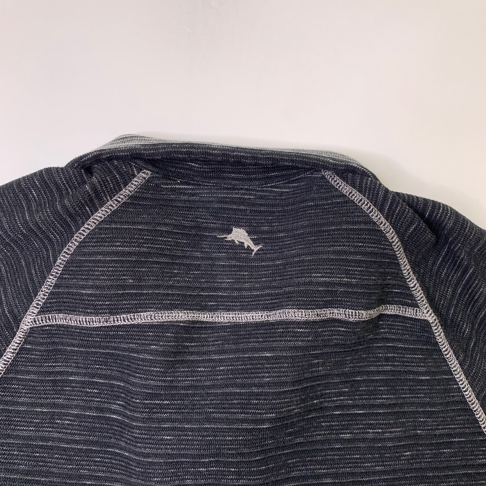 Tommy Bahama Sweater Mens M Medium Black White Reversible Half Zip Pullover