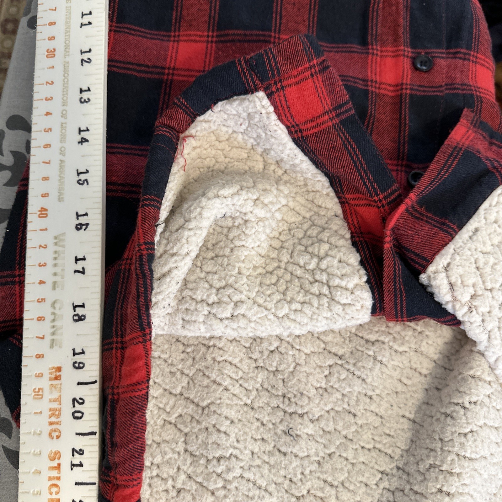 En Creme Anthropologie FLANNEL Shirt Womens Plaid Knit Cuff Accent Boho S 4005