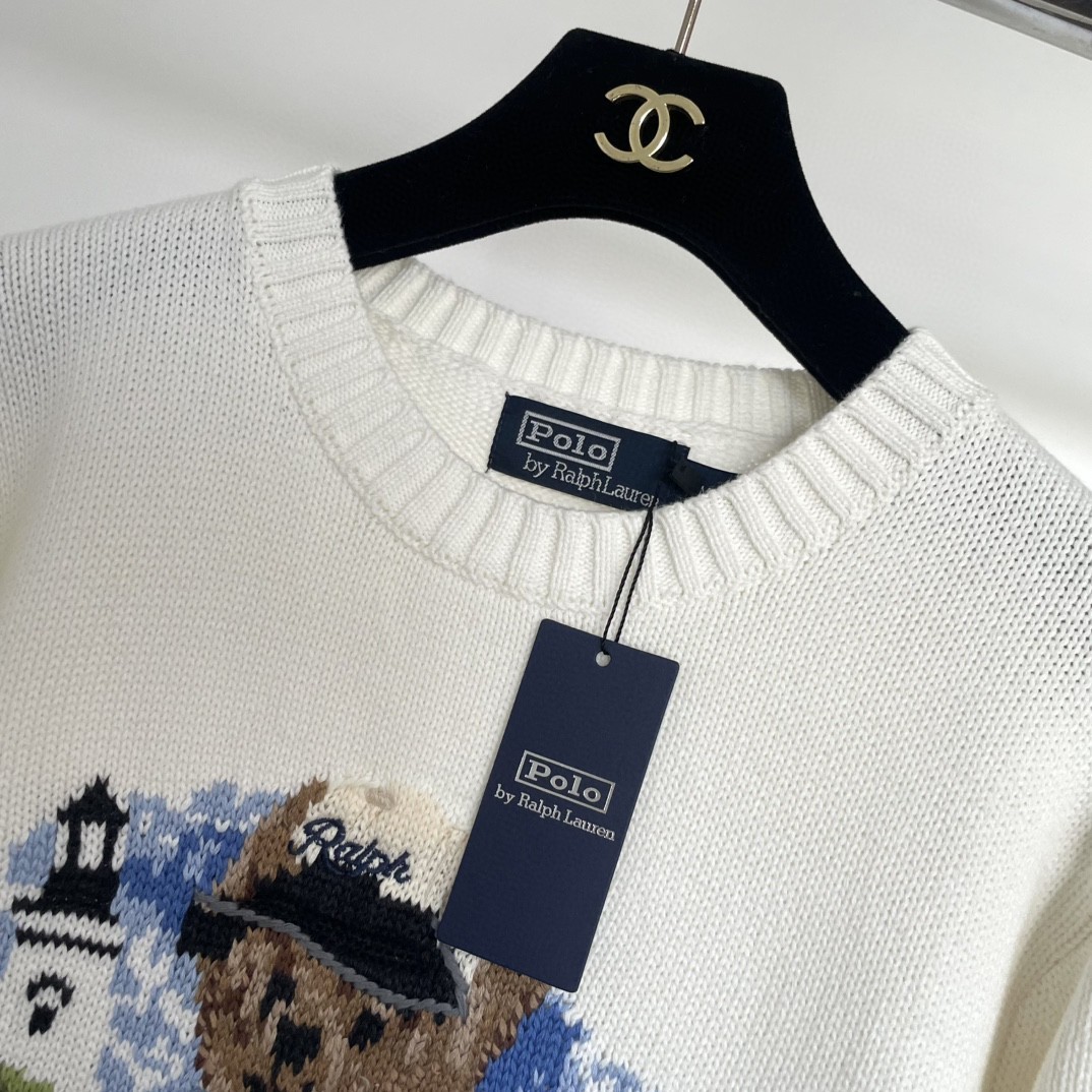 Polo Ralph Lauren Polo Bear Men’s Large White Lighthouse Crewneck Pullover Sweat