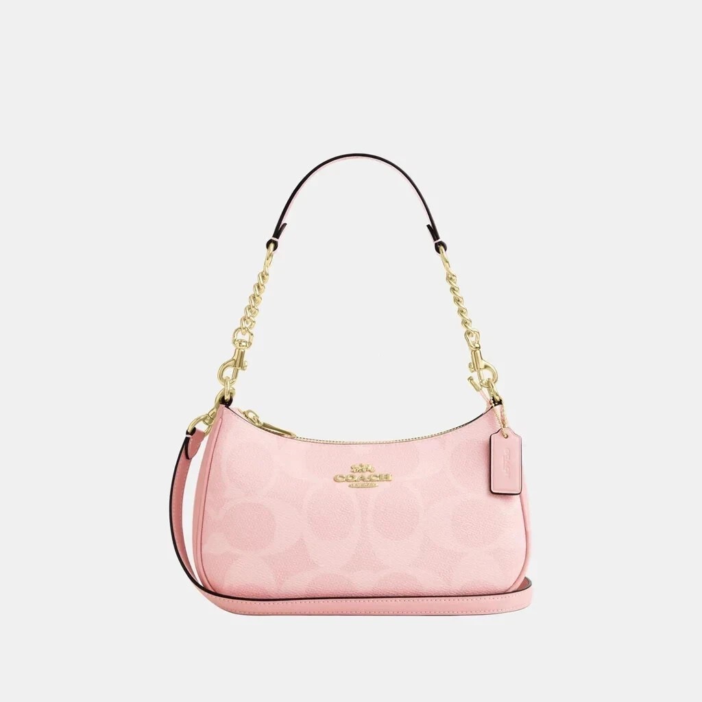 Coach Teri Shoulder Bag In Signature Canvas CAL51 Powder Pink NEW