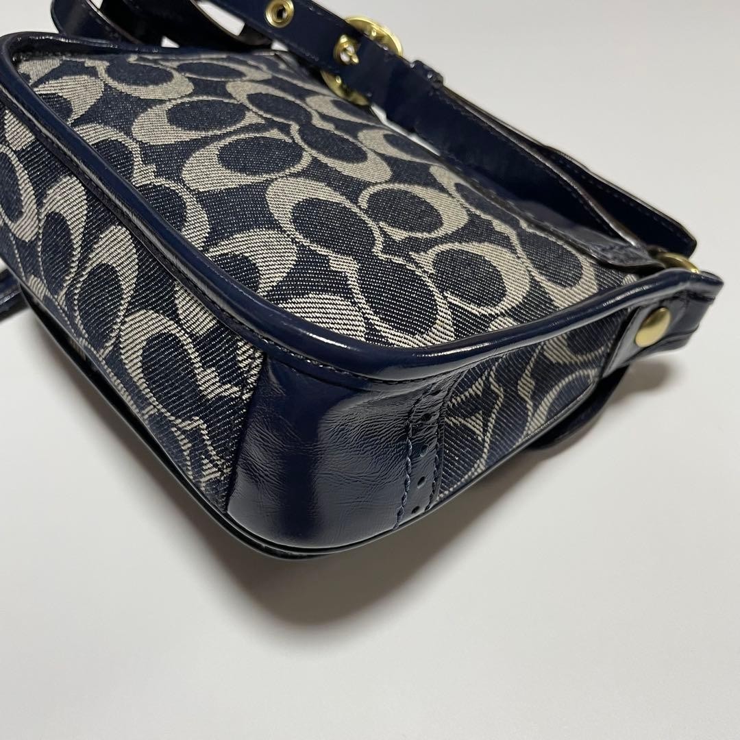 COACH Bleeker Legacy Flapbag Soho Signature Shoulder Bag Navy Denim