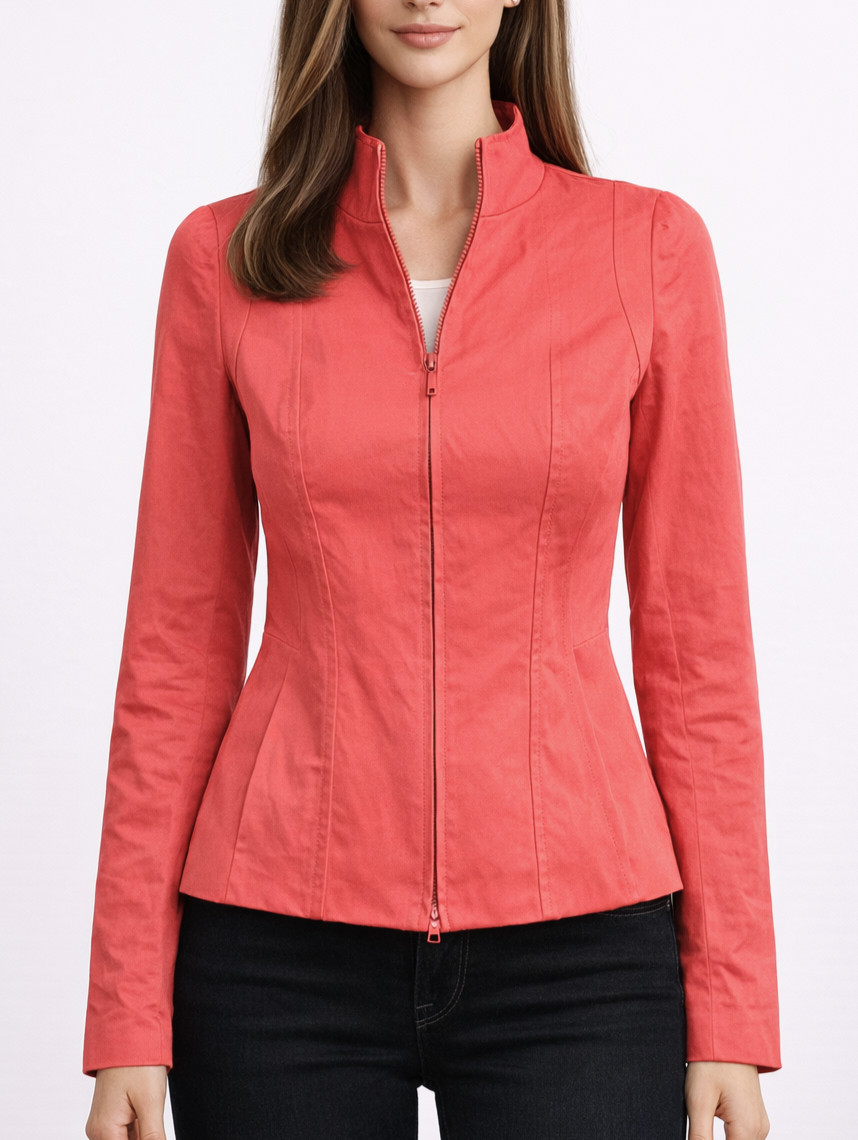 Lafayette 148 New York Silas Chic Watermelon Fitted Zip Jacket Sz 0 Career $498