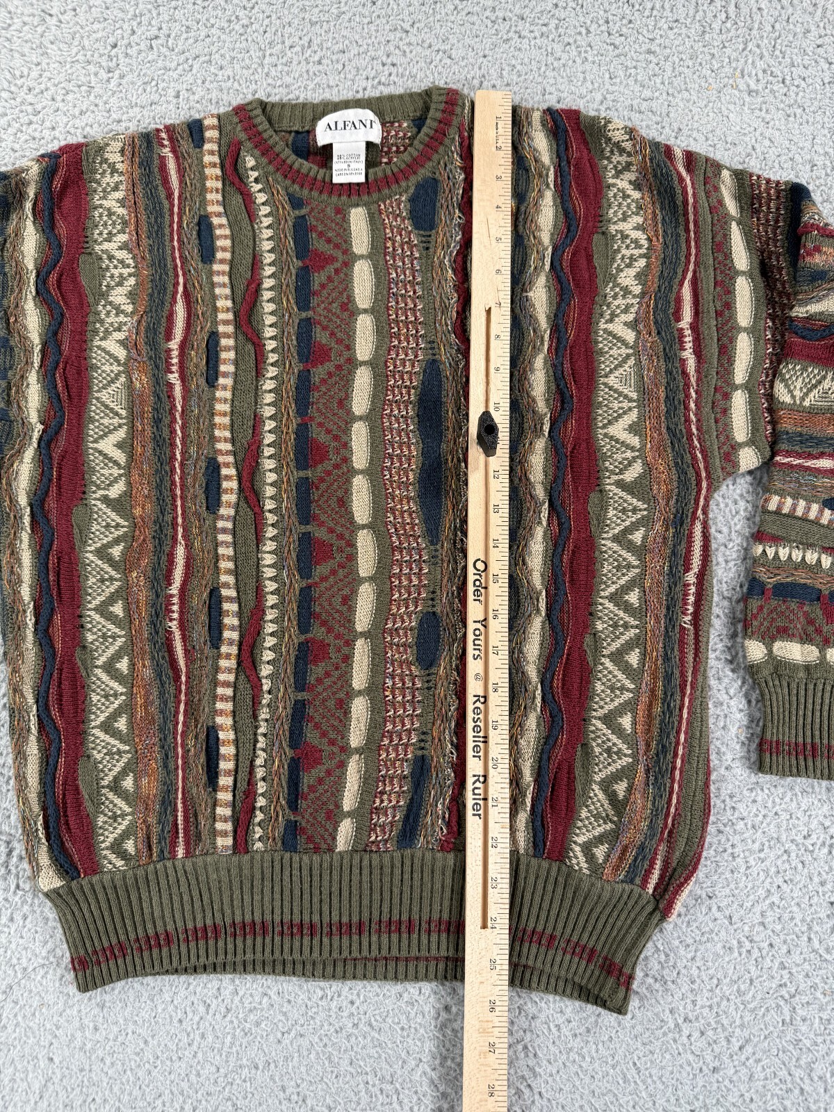 Vintage 80s 90s 3D Thick Texture Cable Abstract Grunge Hip Hop Sweater Small