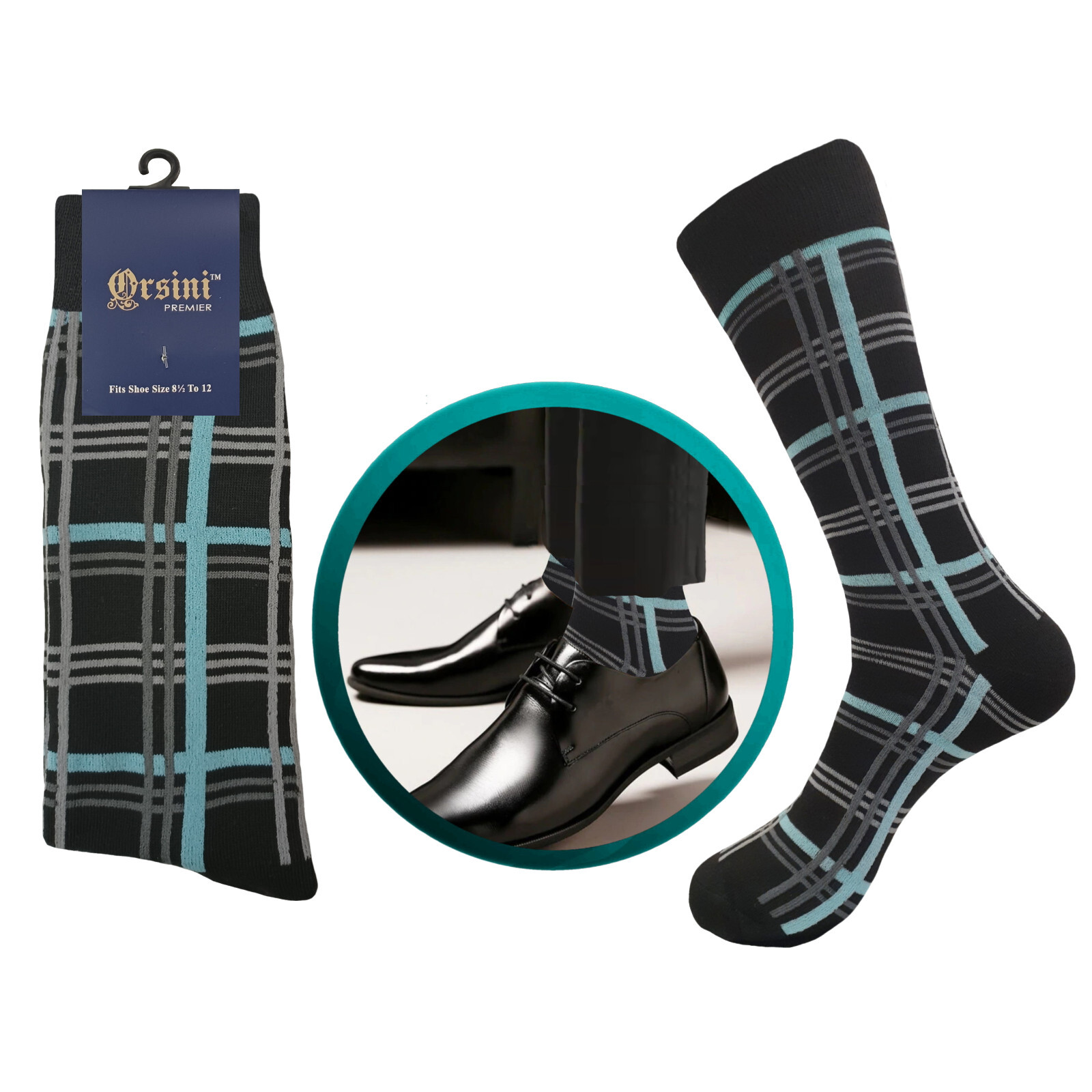 12 Pair Dress Socks PLAID Stripes COTTON SOCKS TRUE TO SIZE 10-13 FIRST QUALITY