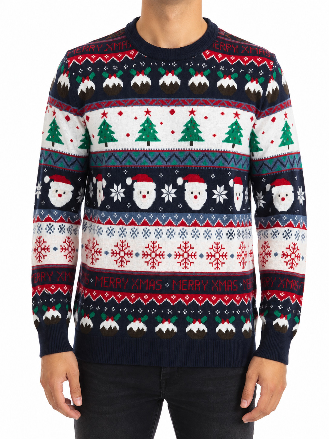 Anko Men’s Christmas Sweatshirt Size S Merry Xmas Graphic Pullover Multicolor