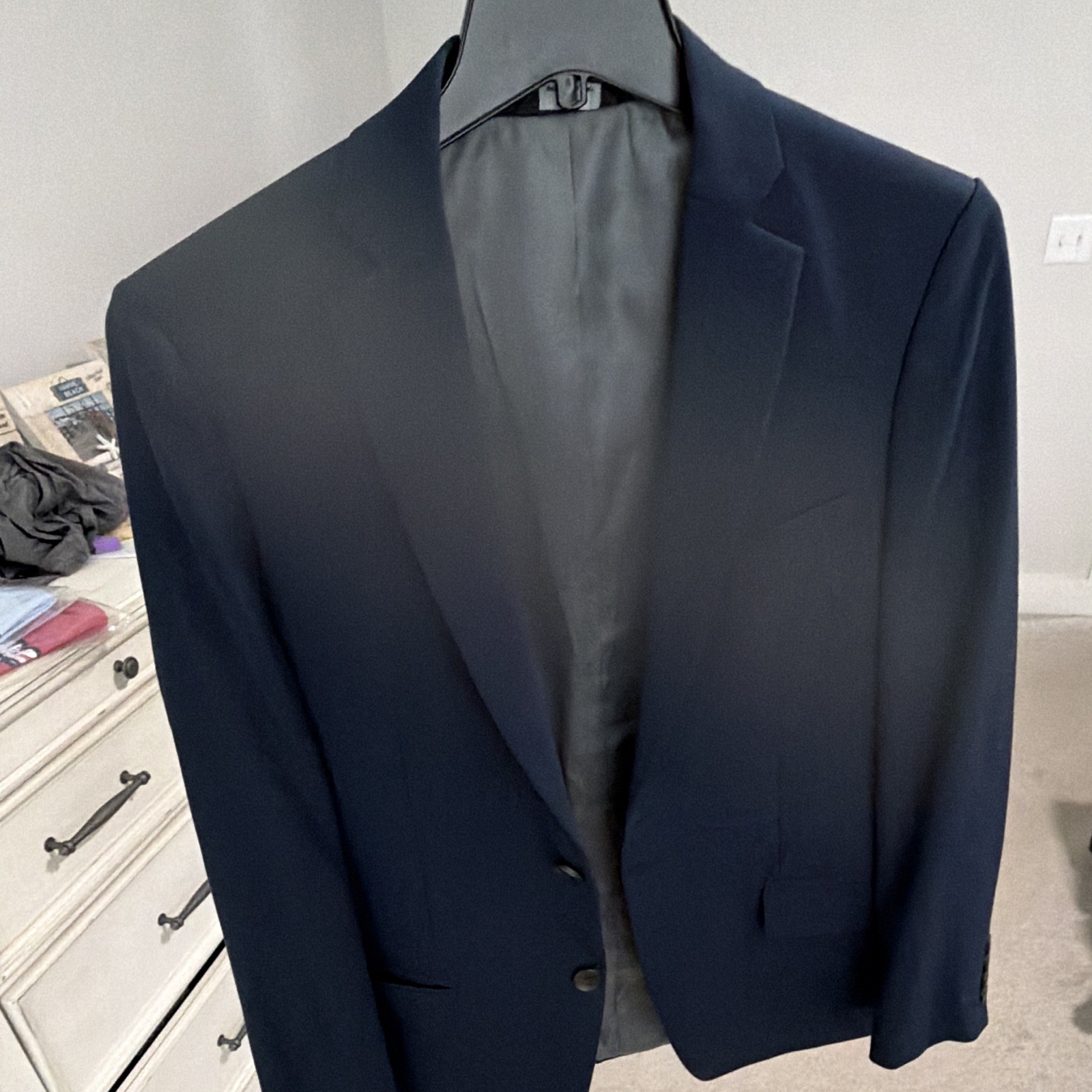 J.M. Haggar Men’s Navy Slim Fit 2-Piece Suit 40R 34×30 Stretch Flat Front