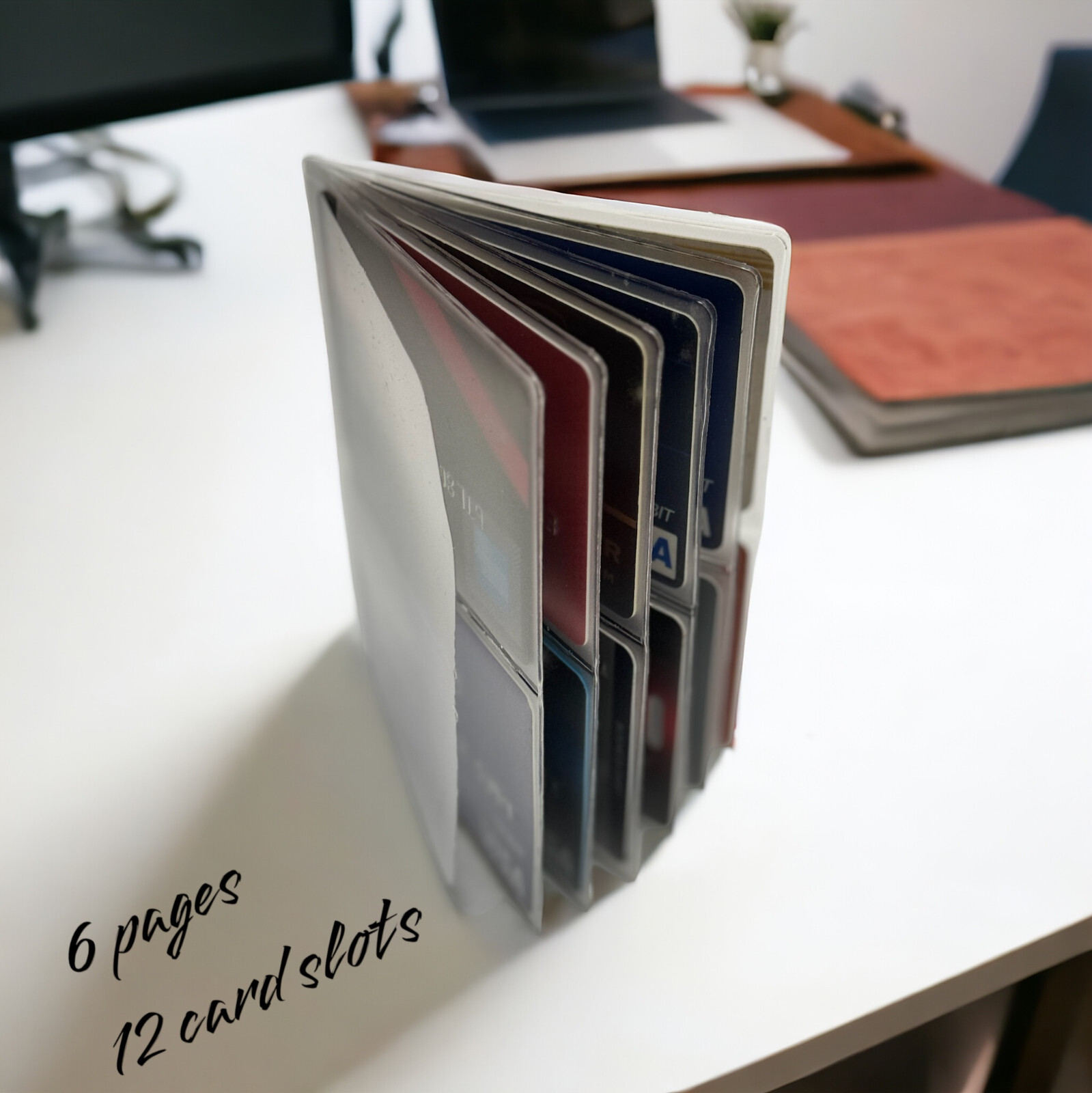 Set of 2 Heavy Duty Plastic 6 Page Hipster Wallet Inserts Side Load for Wallets