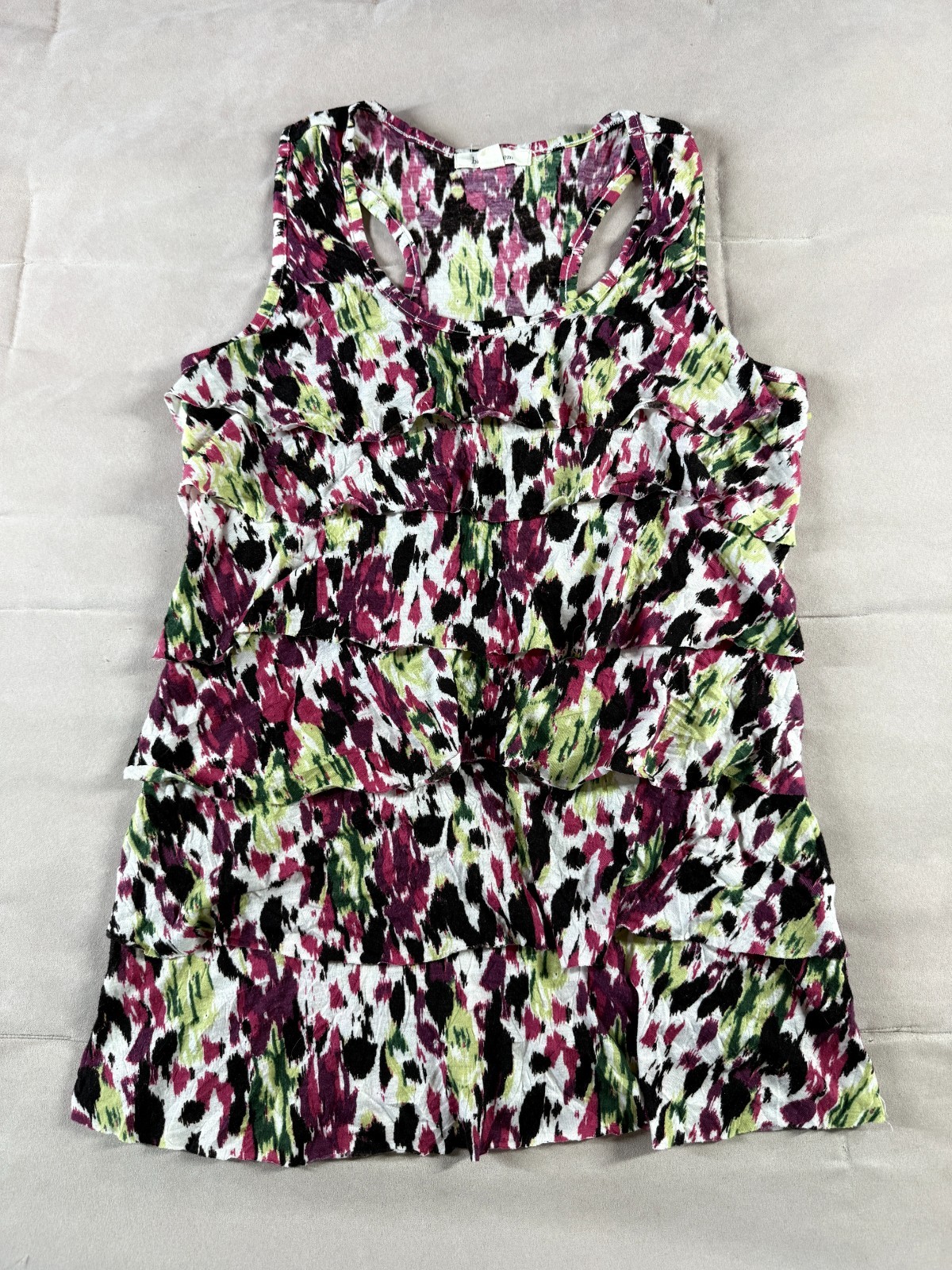 Brina & Em Womens Sleeveless Ruffle Tank Racerback Top Multicolor Size S