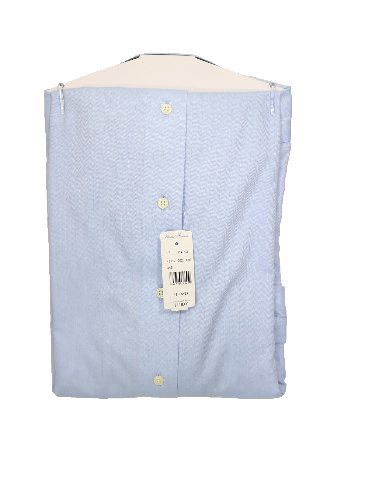 Brooks Brothers Regular Non-Iron All Cotton 16.5-32/33 English Collar Light Blue