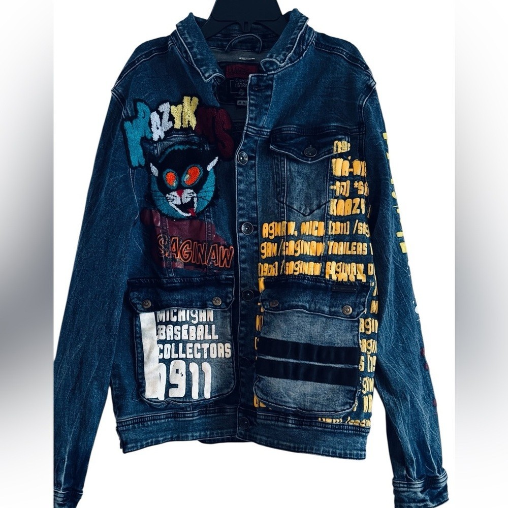 81GHTH DSTRKT Denim Jacket M a Krazy Kats / Michigan Baseball Collectors 1911