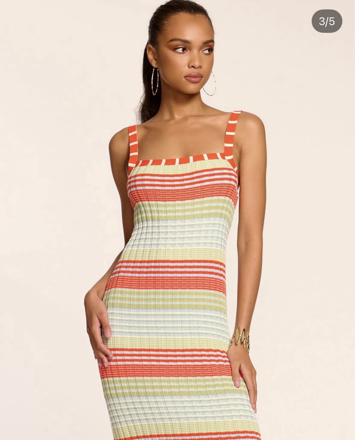 Ramy Brook Cheval Striped Square Neck Dress, Size XXS