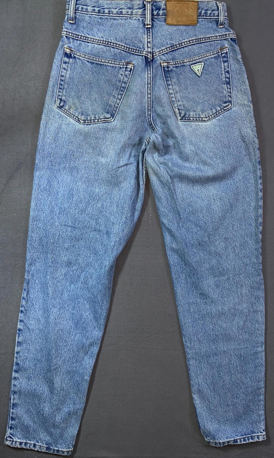 Guess Jeans VTG 90s Med Blue Dual Button Zip Fly High Waist Tapered 31 read (10)