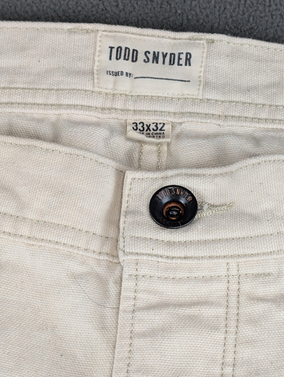 Todd Snyder Carpenter Pants Mens 33×32 Relaxed Natural Cotton Herringbone NWOT