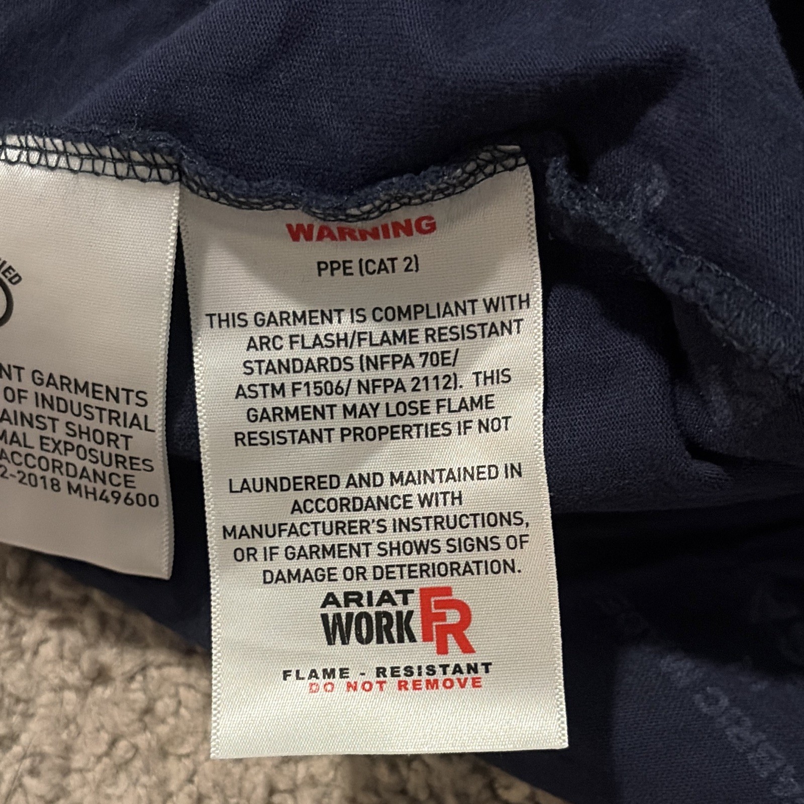 Ariat Work FR CAT 2 2112 Men’s Long Sleeve Knit Shirt 2XL Blue Cotton Blend