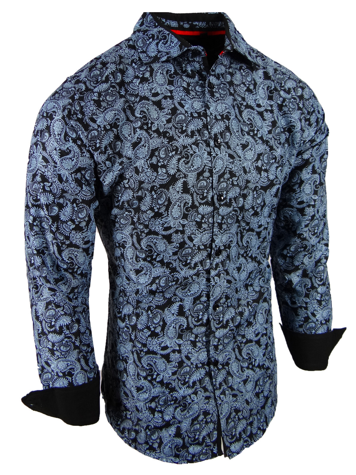 Mens Shirt Colorful Paisley Floral Fashion Print Modern Slim Fit Button Dress 2