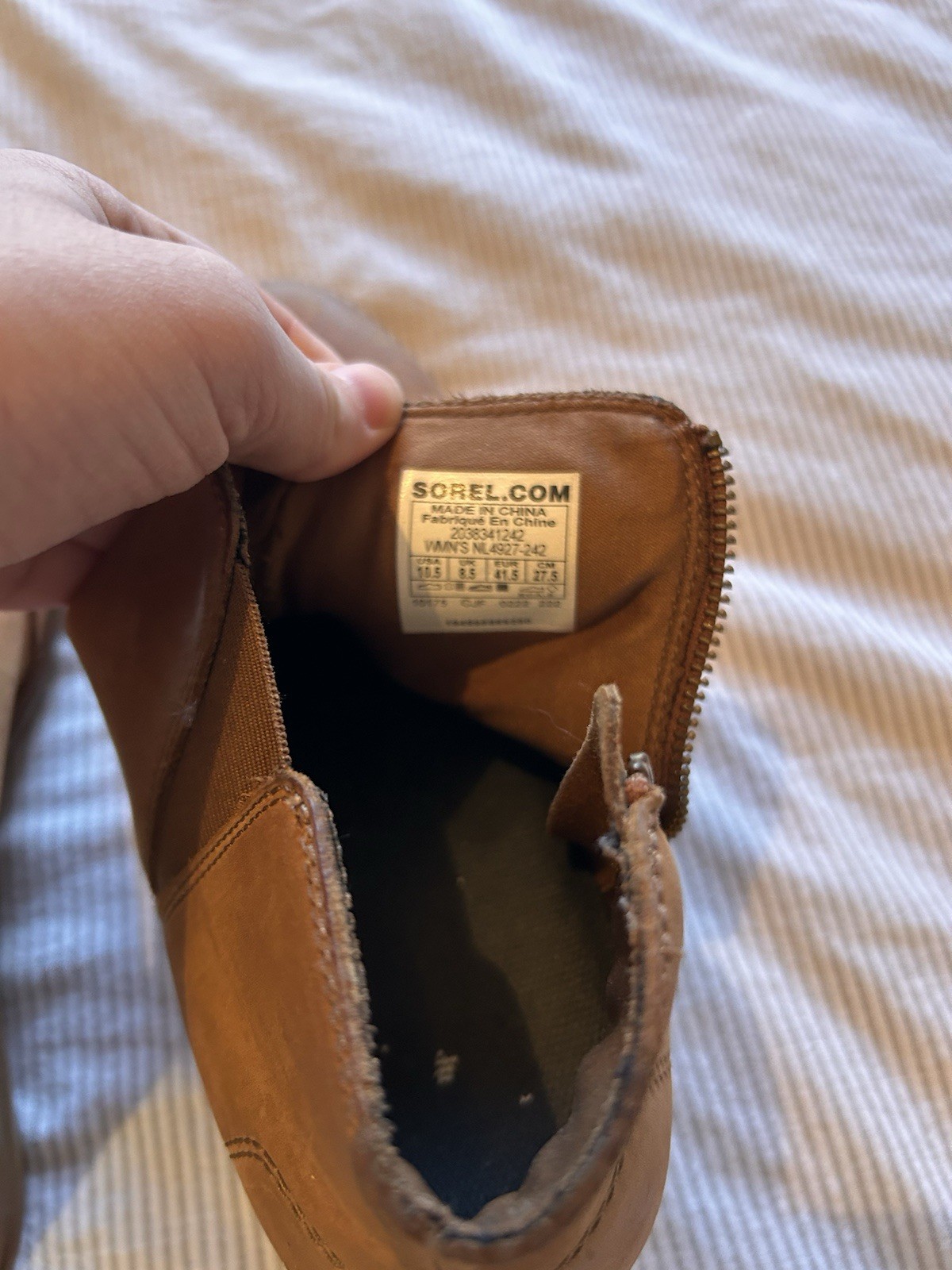 SOREL Evie II Waterproof Bootie Womens 10.5 Zipper Leather Ankle Tan