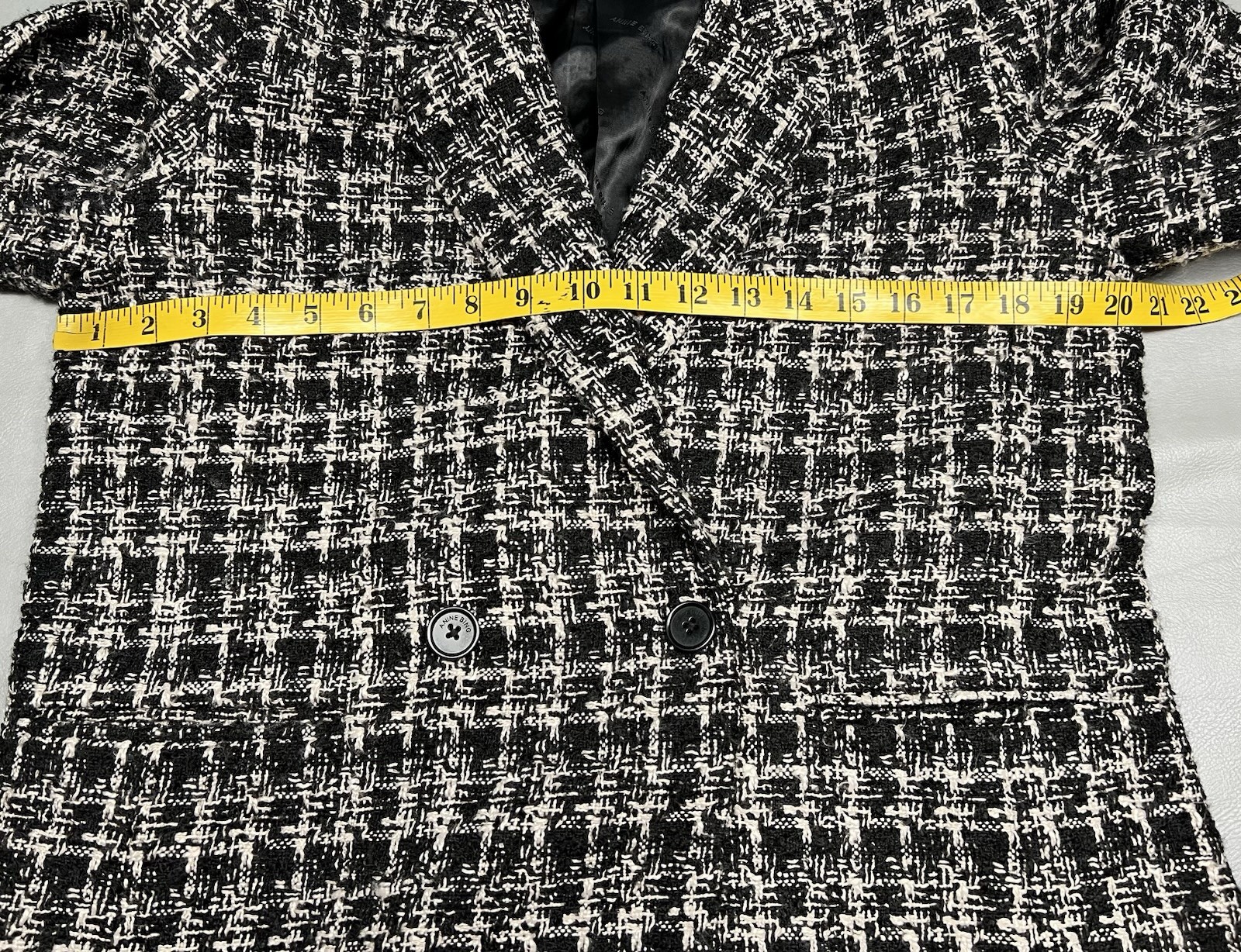 Anine Bing Madeleine Tweed Blazer Lined Double Breasted Jacket Medium