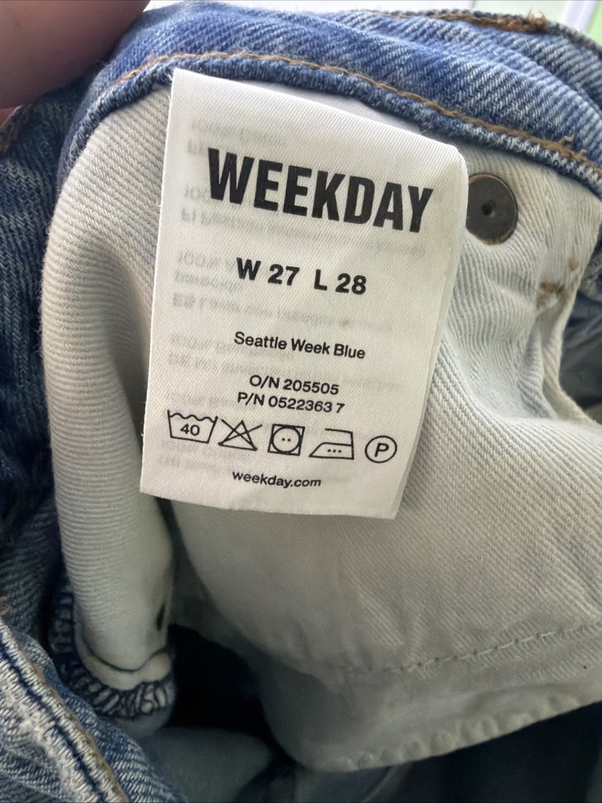 Weekday Denim Seattle Straight Leg Jeans Size 27