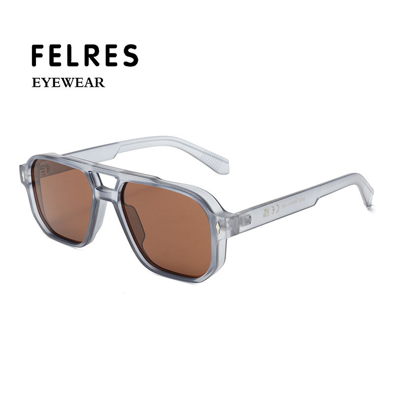 Classic Square Double Bridge Pilot Sunglasses Men Retro Outdoor Shade Glasses