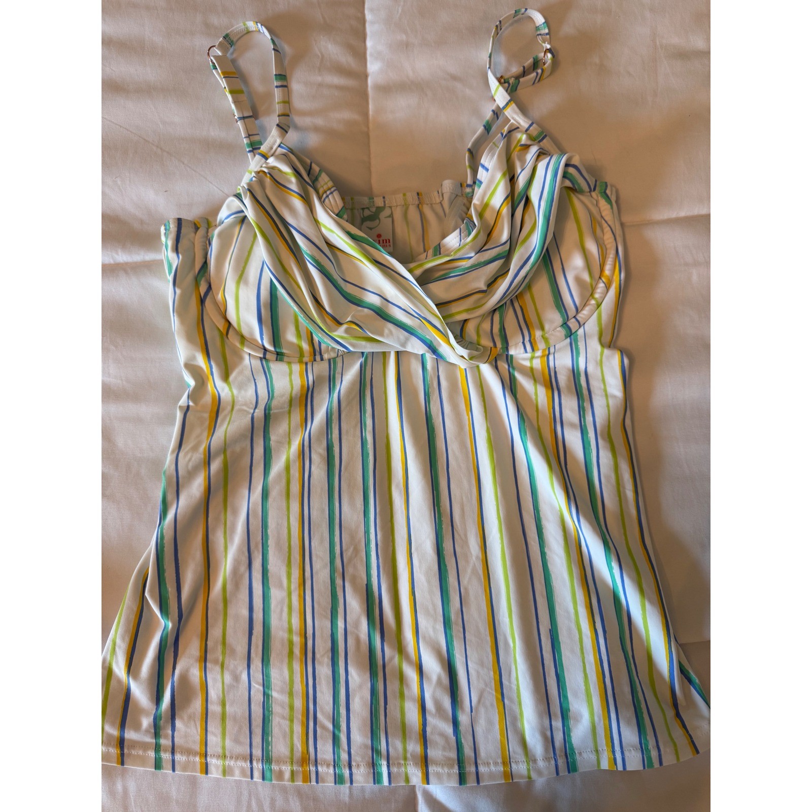 Swim Systems Multicolor Striped Tankini Top & Bikini Bottom Set 38DD C792