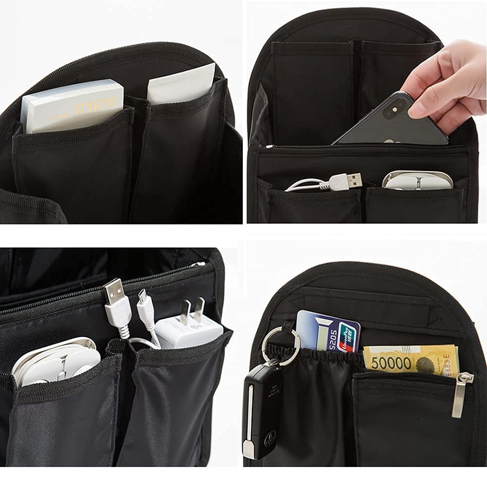 HOYOFO Mini Backpack Organizer Insert, 7.7×4.3×10.6 Inch (Pack of 1), S-Black