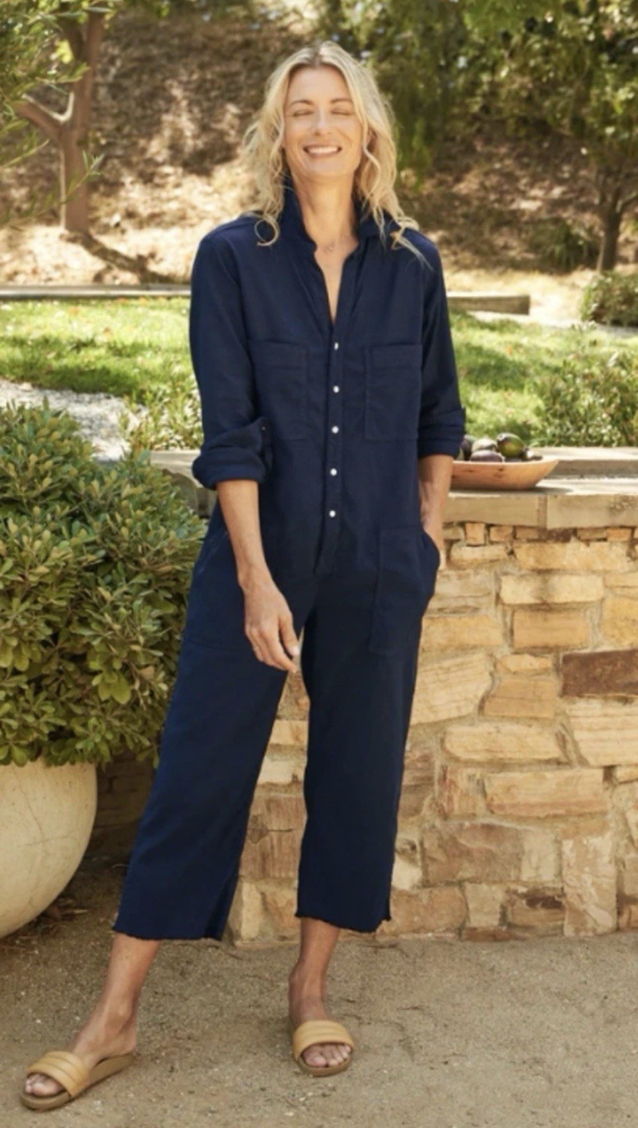 Frank & Eileen $488 Northern Ireland Italian Performance Linen Jumpsuit; M