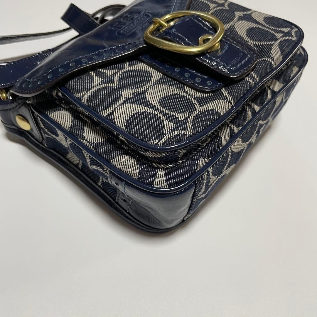 COACH Bleeker Legacy Flapbag Soho Signature Shoulder Bag Navy Denim