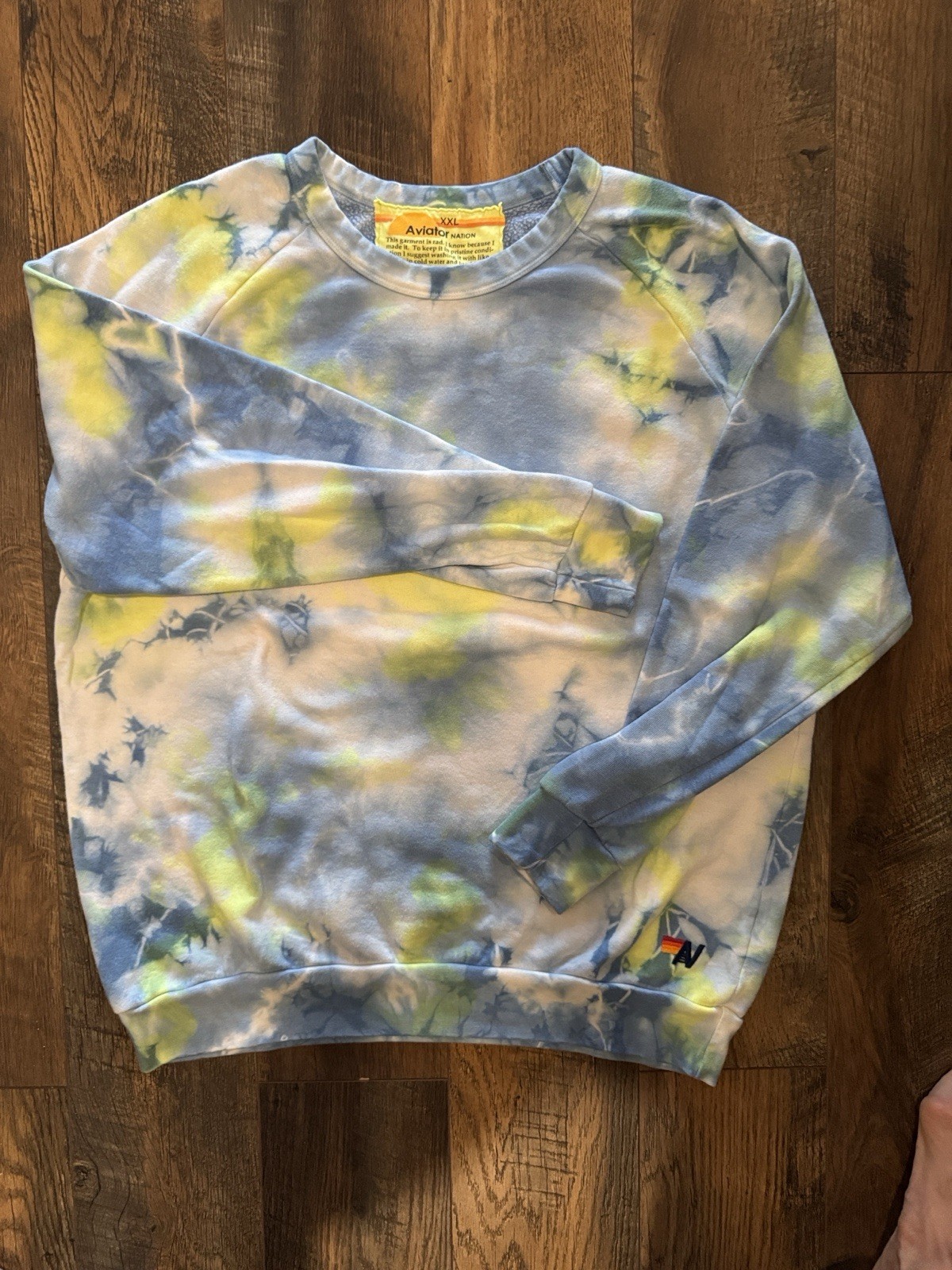 Aviator Nation Tie-Dye Fleece Jogger Set Blue Yellow White $125 OBO