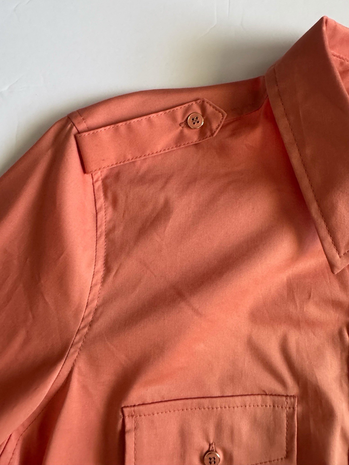 NWT 7th Avenue NY&C Coral Utility Shirt Military Button Down Pocket Epaulets