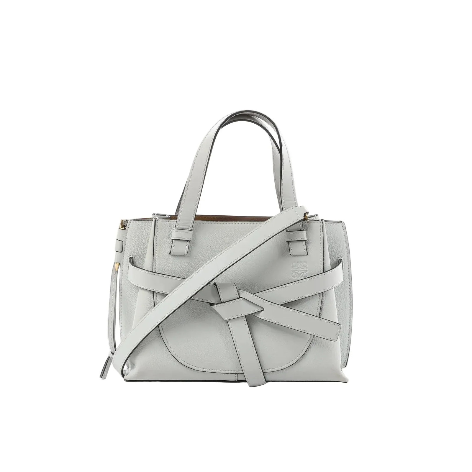 LOEWE Gate Mini Top Handle Leather 2Way Handbag in Gray