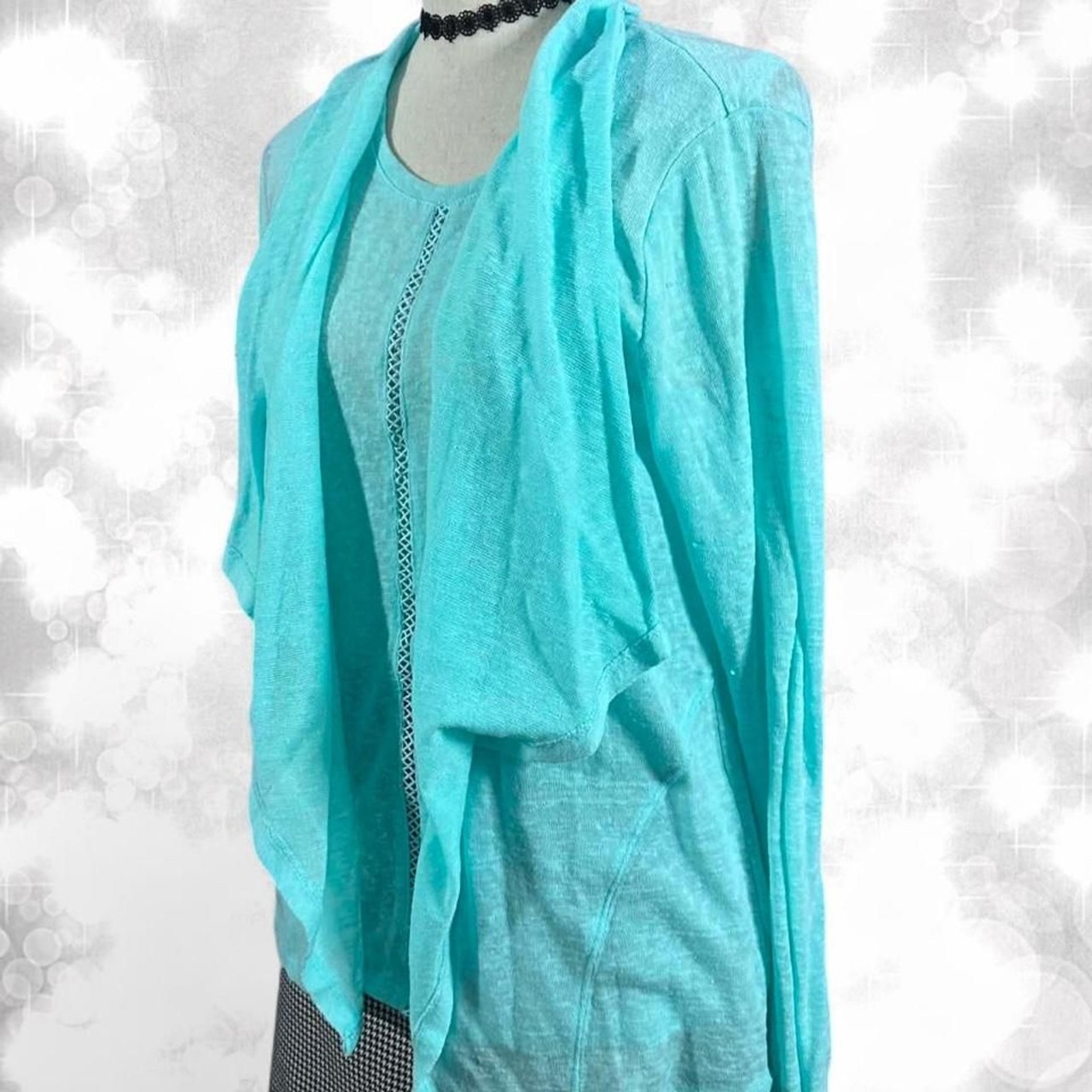 Fairycore Whimsical Sky Blue Top and Cardigan Combination With Ruffle