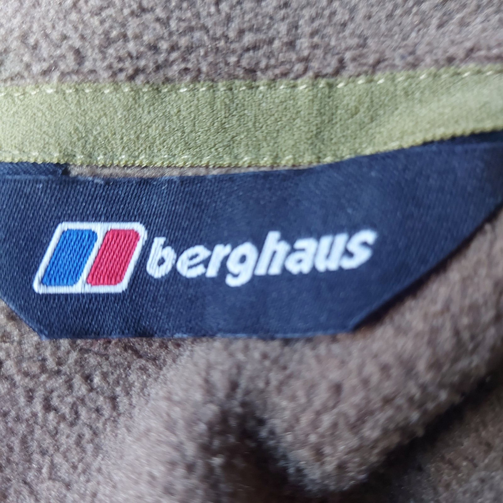 Berghaus Fleece Jacket Mens Large Brown Green Polartec 1/4 Zip Hiking Outdoor