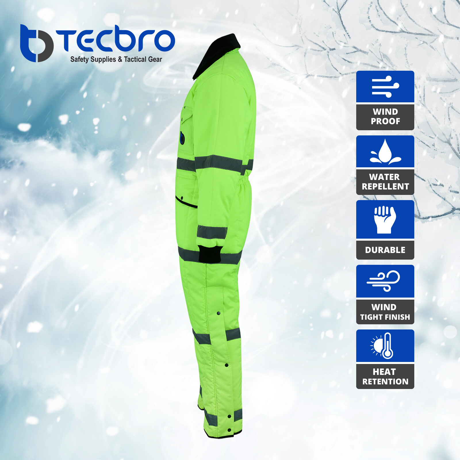 Hi-Vis Tecbro Chill Bloc Insulated Coverall Extreme Cold Weather Freezer Suit