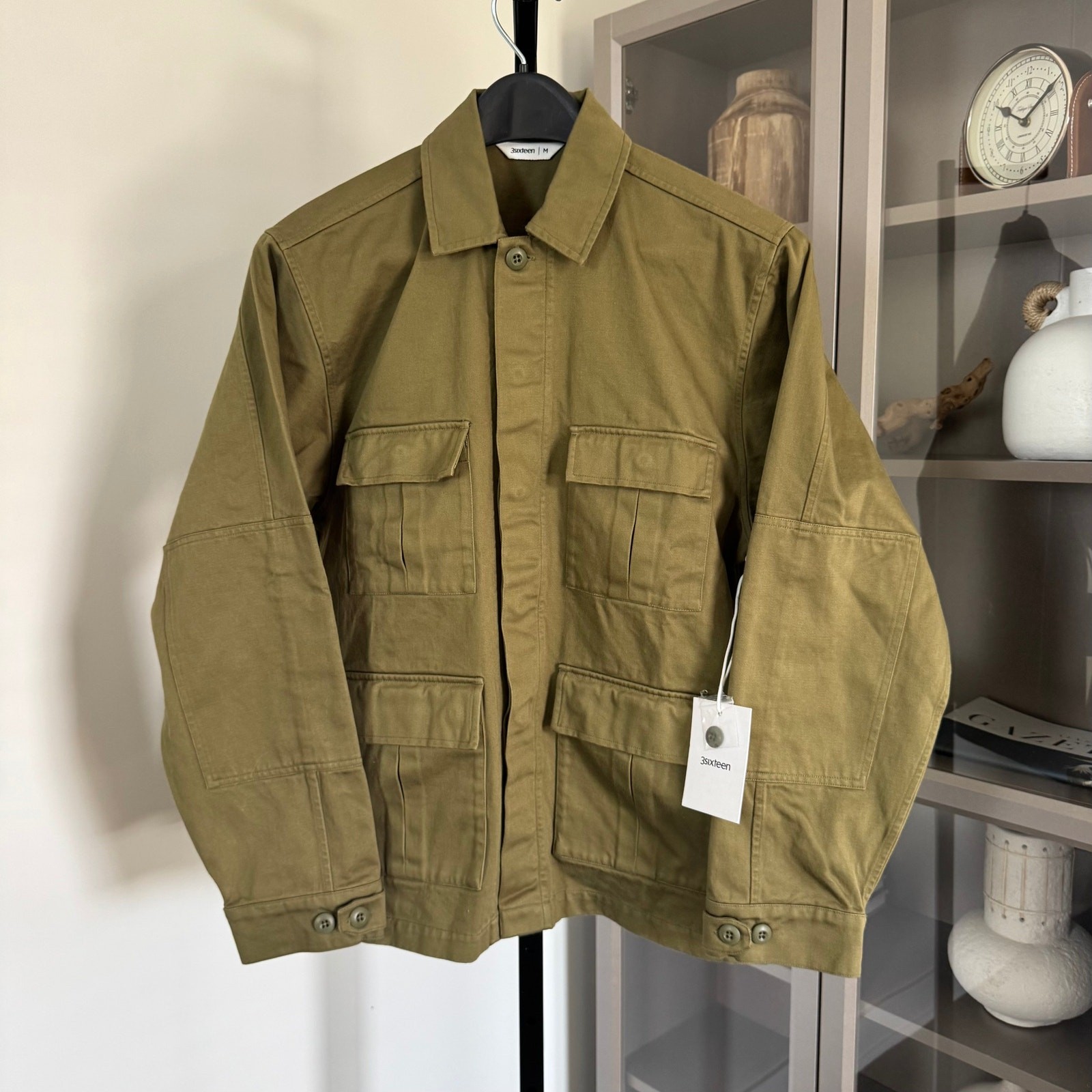 3sixteen BDU Olive Back Satin Utility Jacket L NEW Green Cotton Military Coat