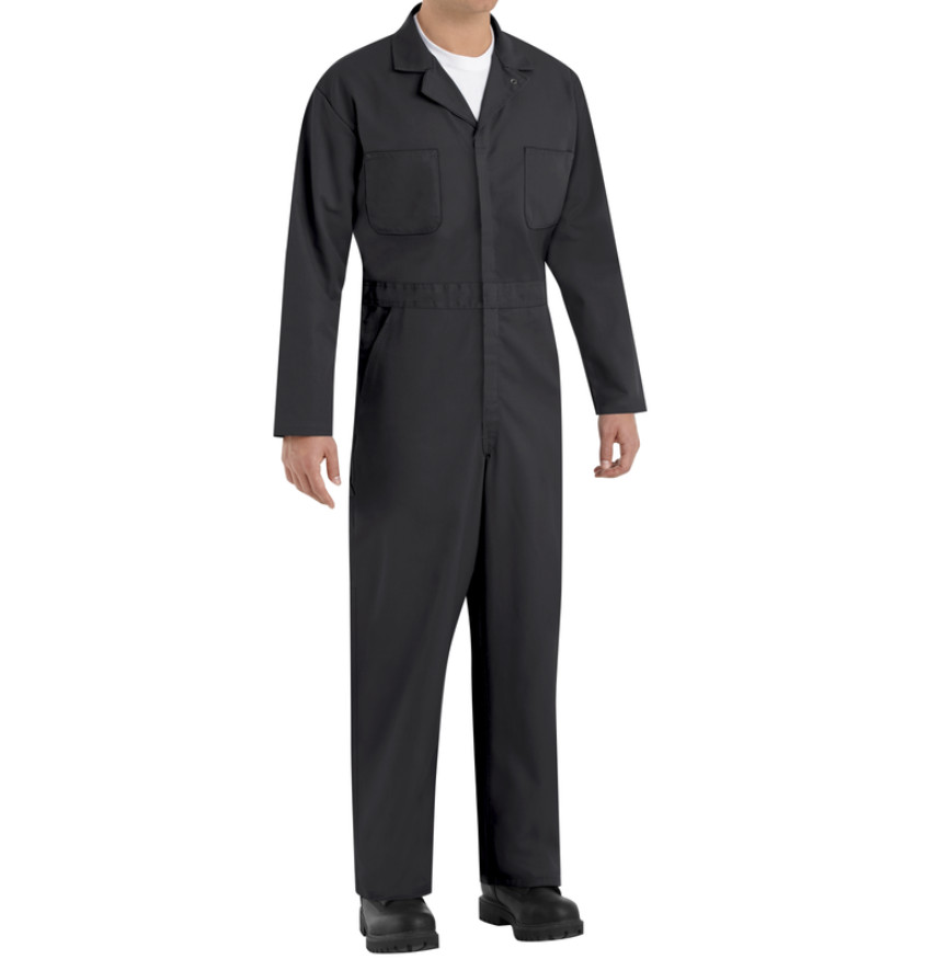 Men’s Black Industrial Work Coveralls – Long Sleeve Utility Mechanic Jumpsuit