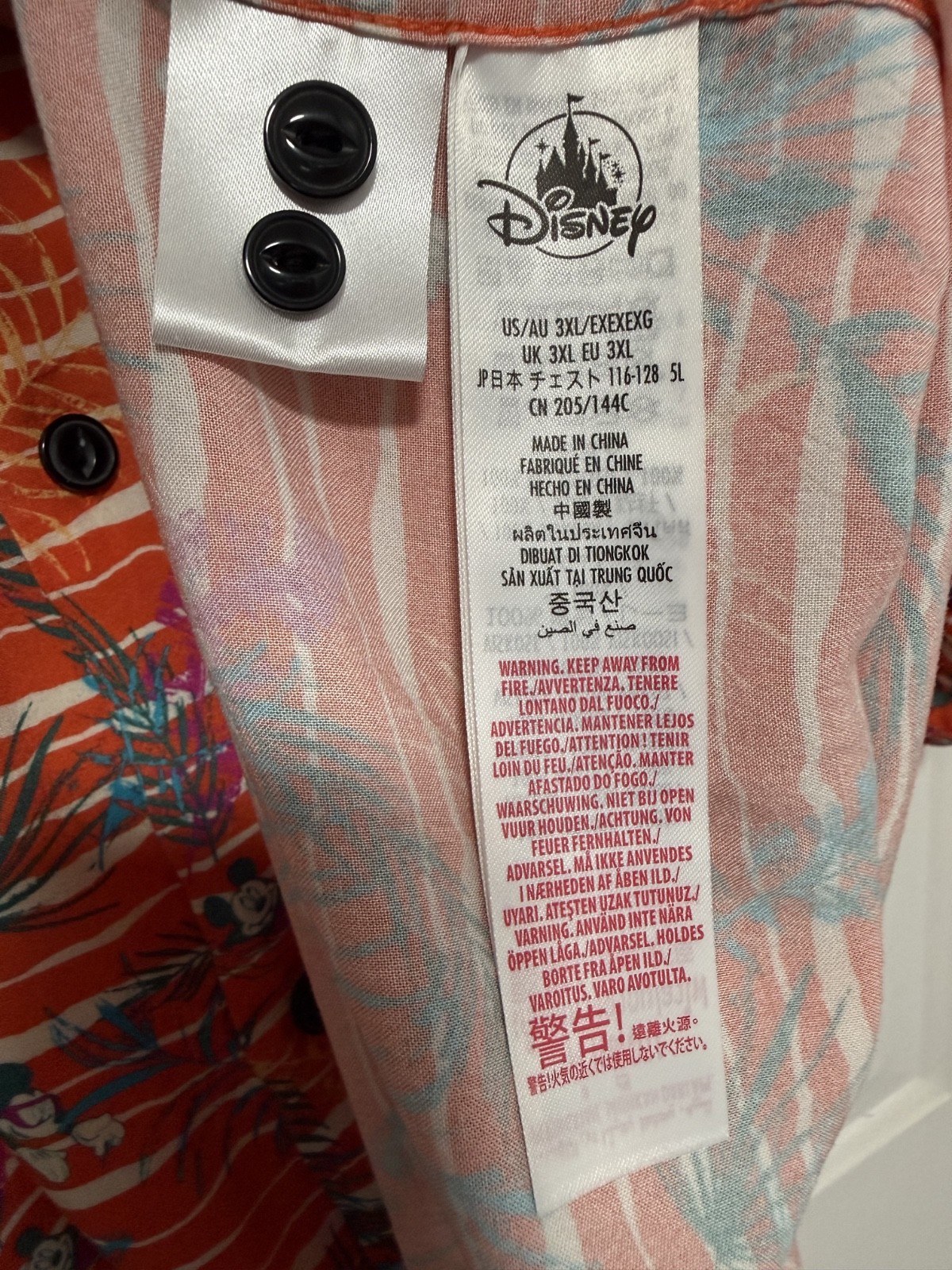 Disney Mickey Mouse Resort Button Down Hawaiian Mens Shirt