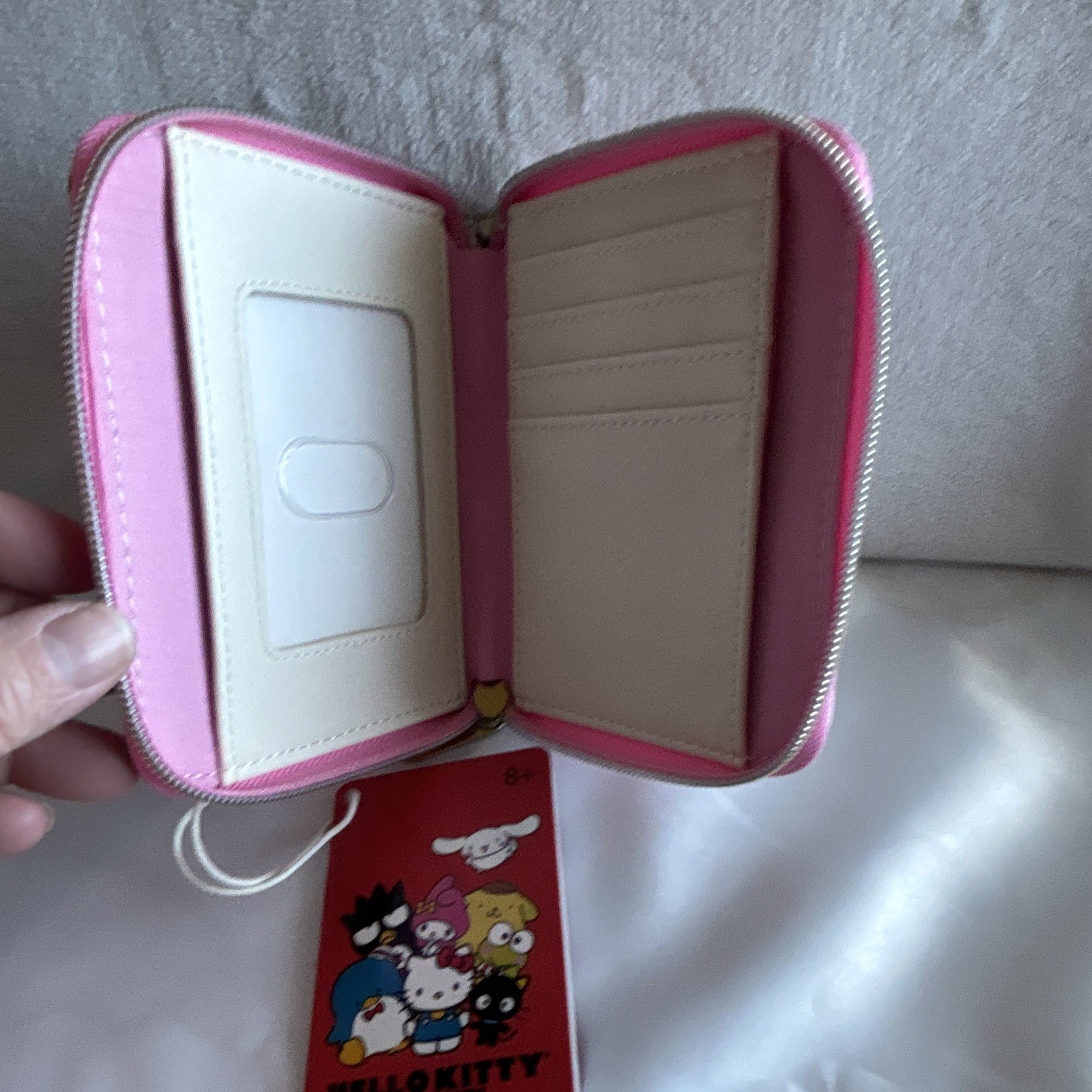 Sanrio Hello Kitty Zip-Around Wallet Cartoon Print, Folding, Card Slots, Pink