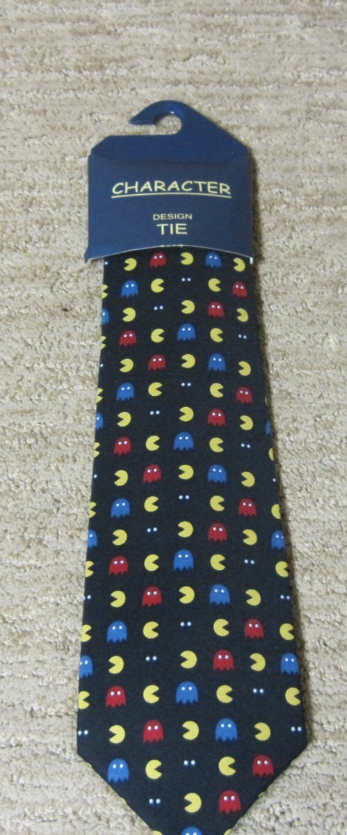 Vintage Rare 80’s Pac Man Polyester Tie Blue 3 3/4 Wide 55” Long Arcade Game NEW