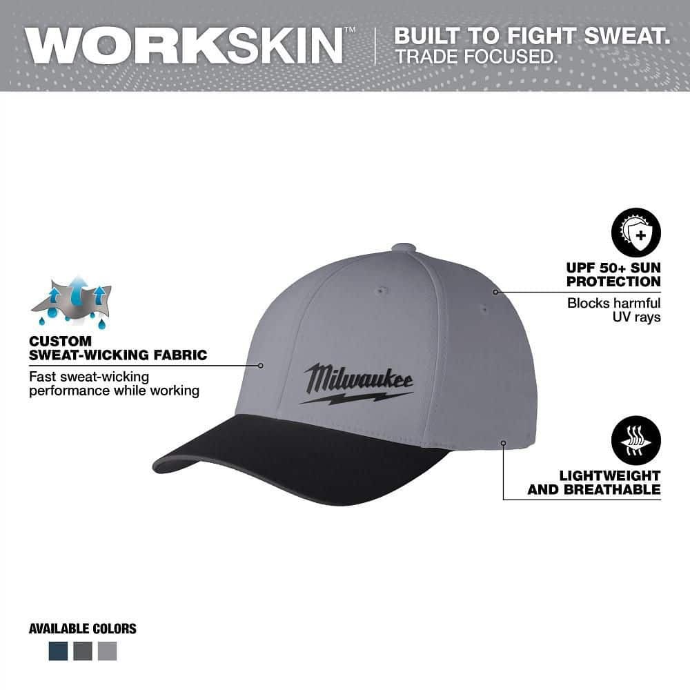 Milwaukee Large/Extra Large Dark Gray WORKSKIN Fitted Hat