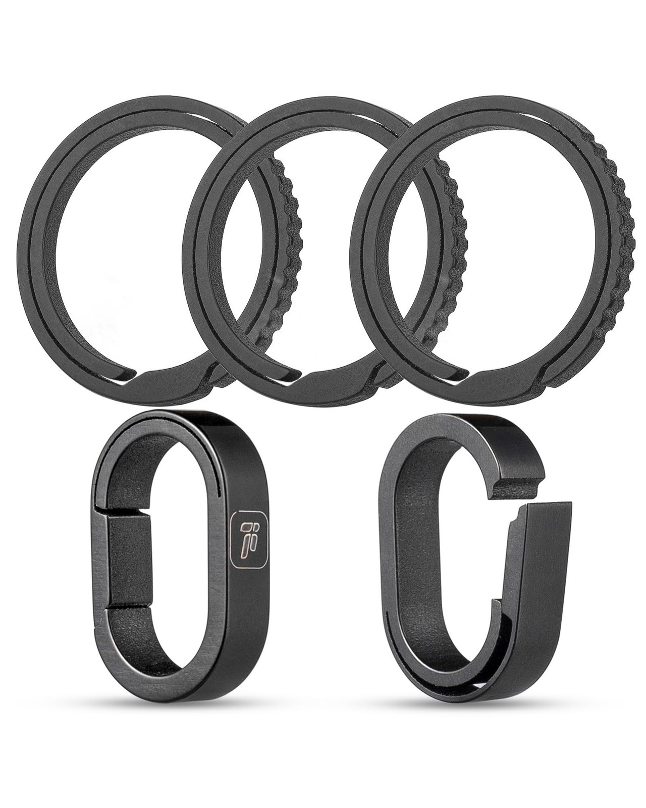 FEGVE Titanium Mini Key Chain Ring with 3 0.86in Titanium Side-Pushing Design…