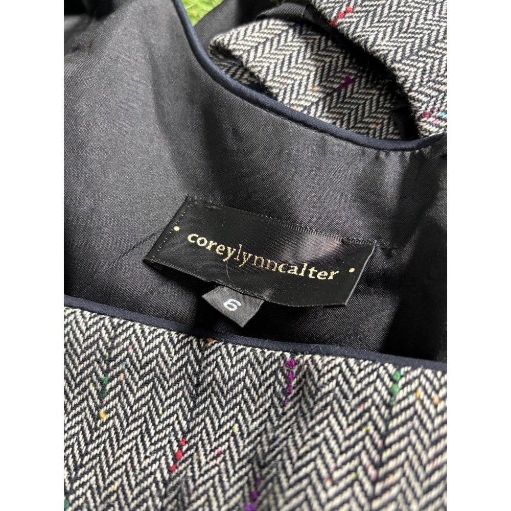 COREYLYNN CALTER Women Gray Tweed Multi Color Thread Sheath Dress Size 6