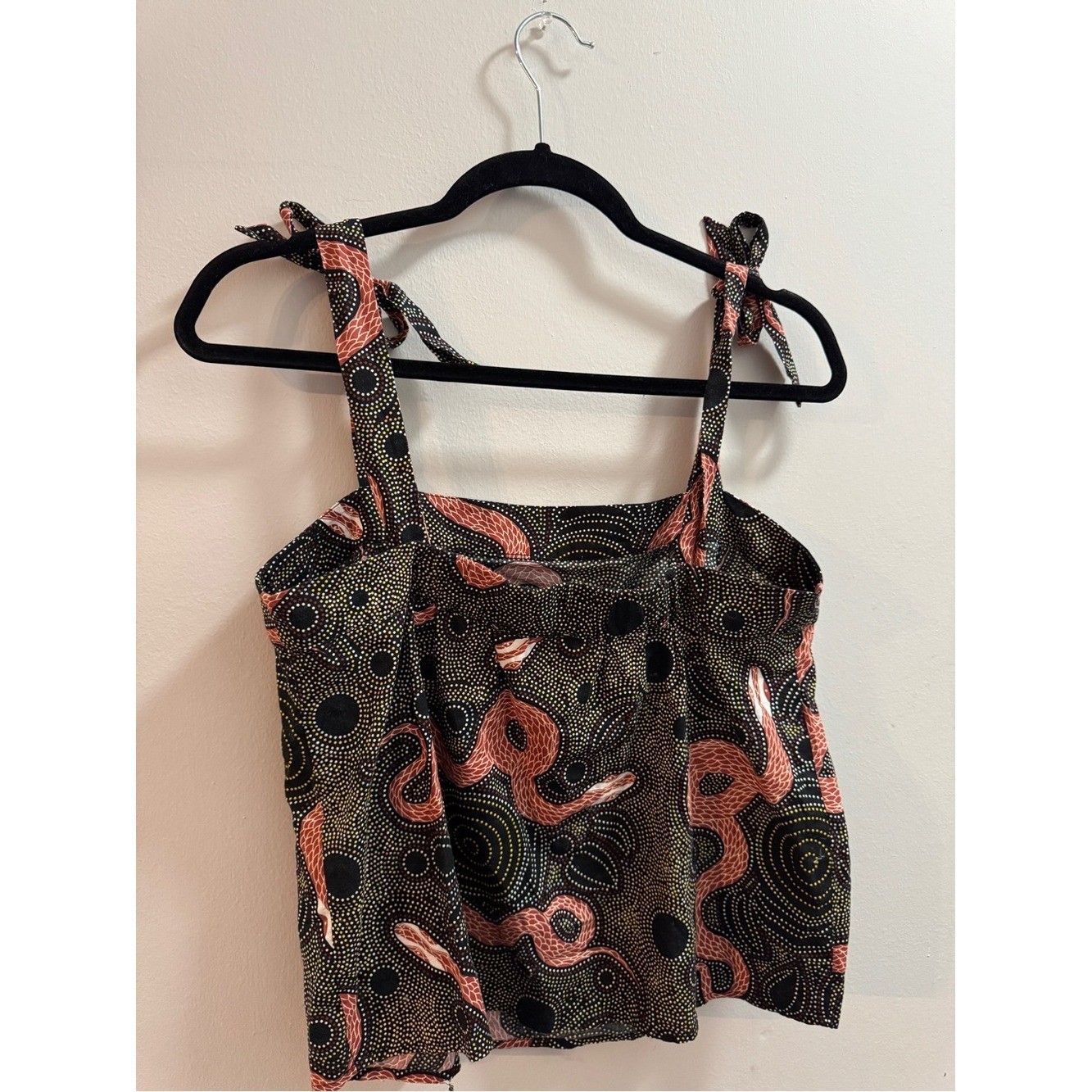 Corey Lynn Calter Black & Coral Snake Printed Tie-Shoulder Camisole