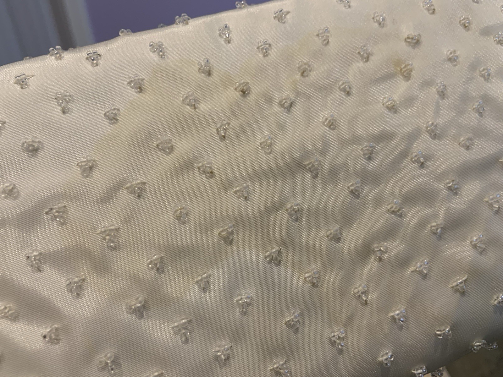 Vintage Hand Beaded Floral Envelope Clutch Handmade Hong Kong W/Compact