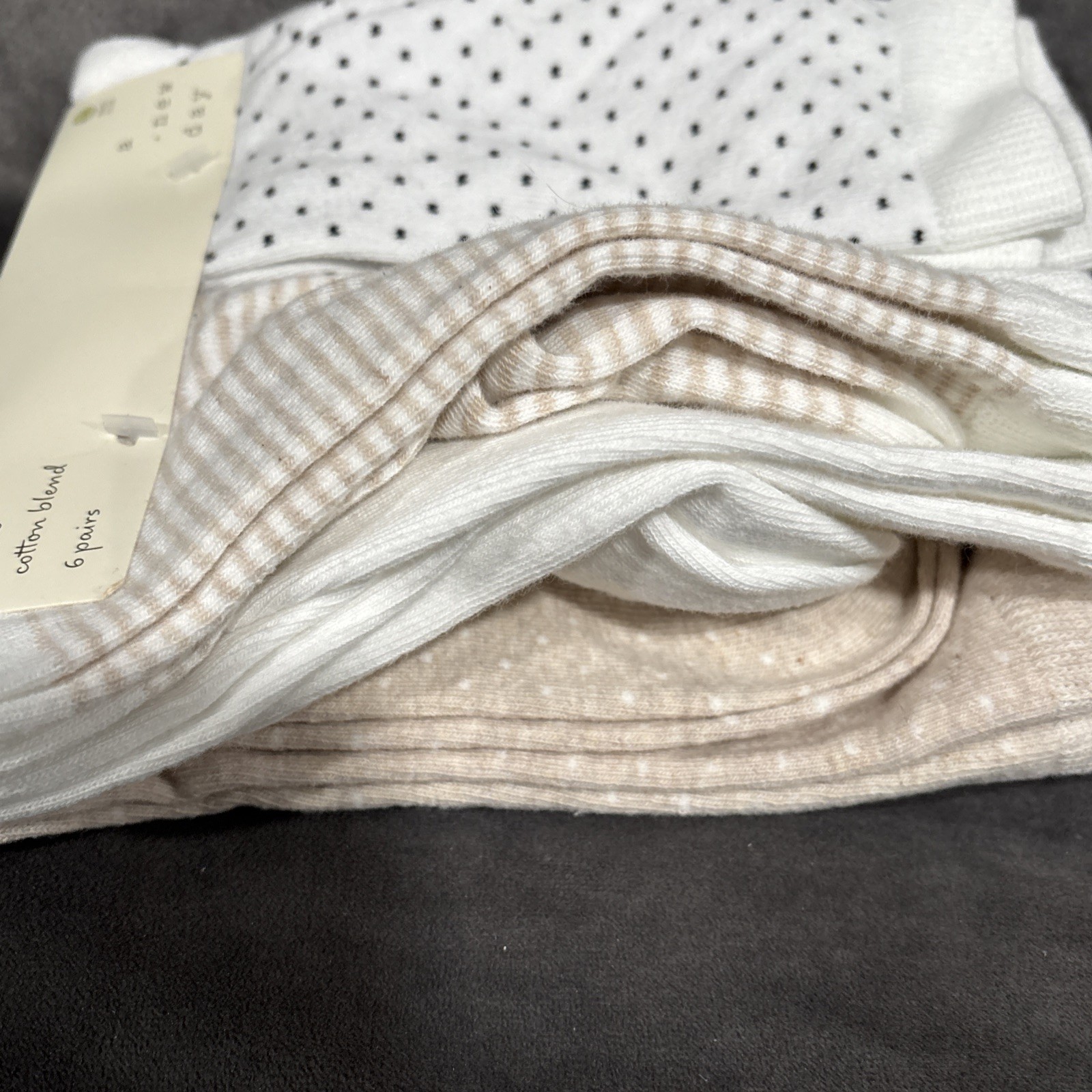 A New Day Cotton Blend Crew Socks 6 Pairs Solid & Patterned Size 4-10