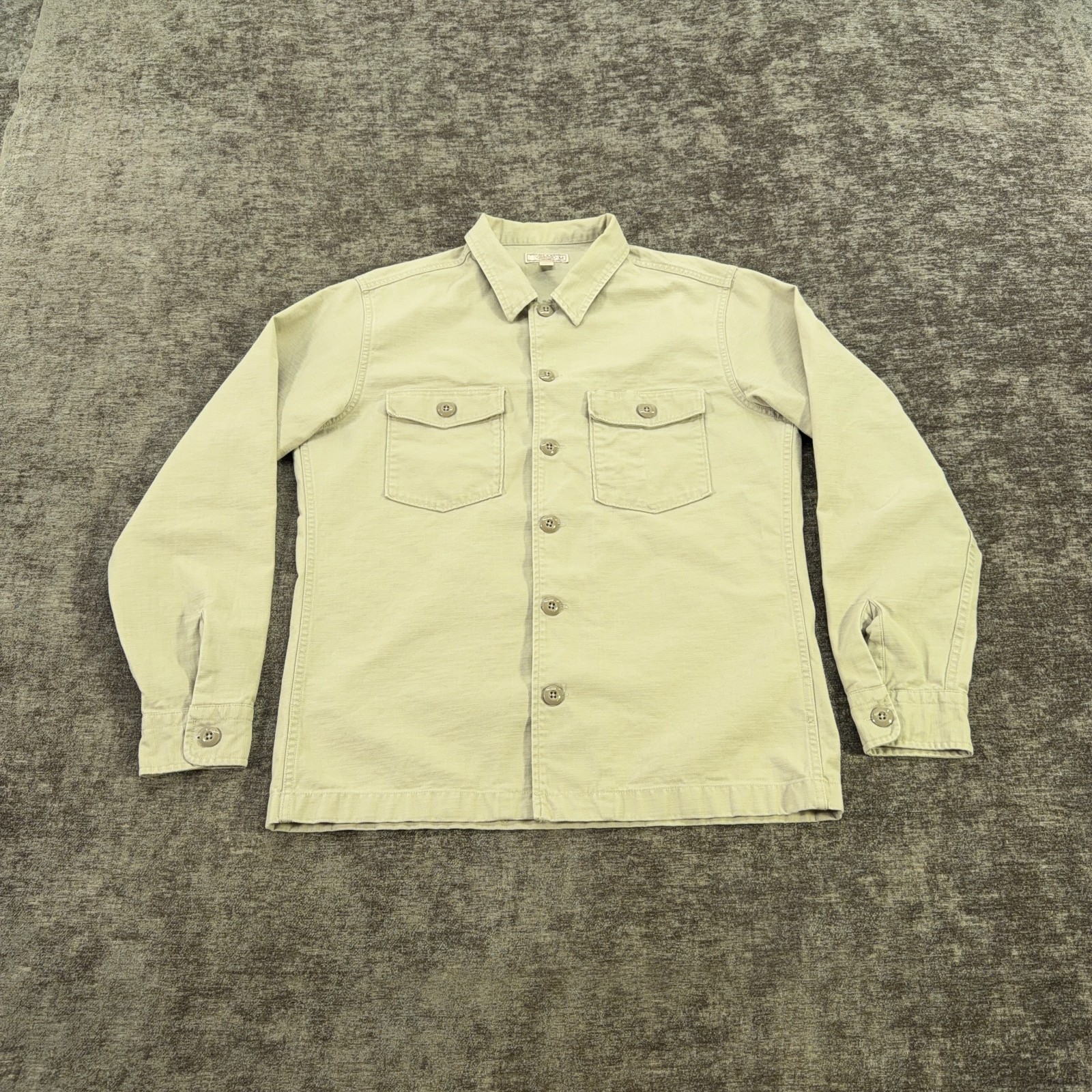 J.Crew Wallace & Barnes Shirt Jacket Men Medium Beige Military Work Chore Canvas