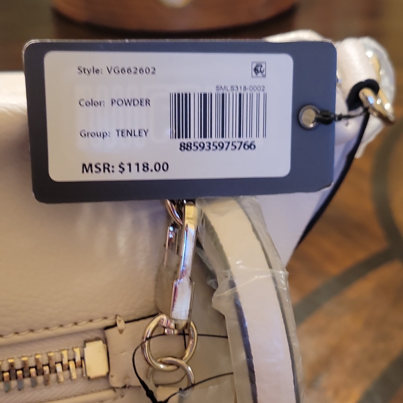 GUESS Tenley Hobo Powder Medium Shoulder Bag Zip Closure w/ Coin Purse & Charm
